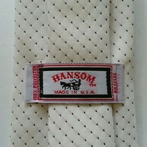 Creme with Burgandy Dots Hansom Tie & Hankie Set